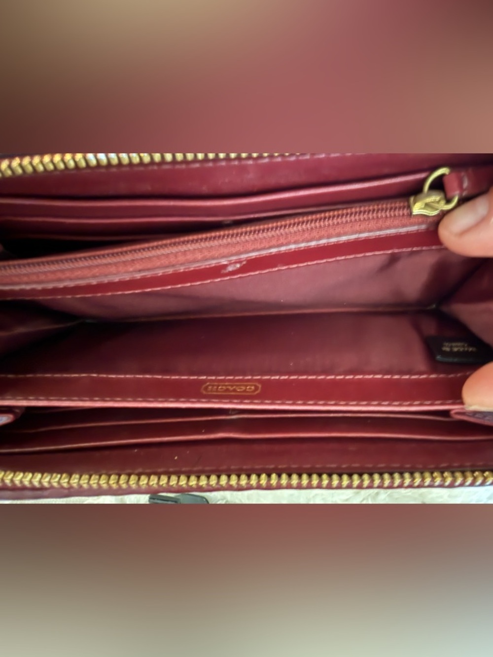 Coach Madison Gathered Leather Zip Around Wallet Burgundy Accordion VGUC - Picture 11 of 14